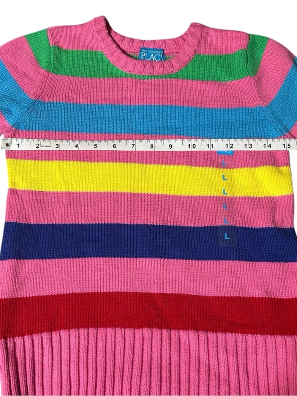 The Children's Place Rainbow Stripe Sweater Girls L 10/12 Bright Colorful Knit